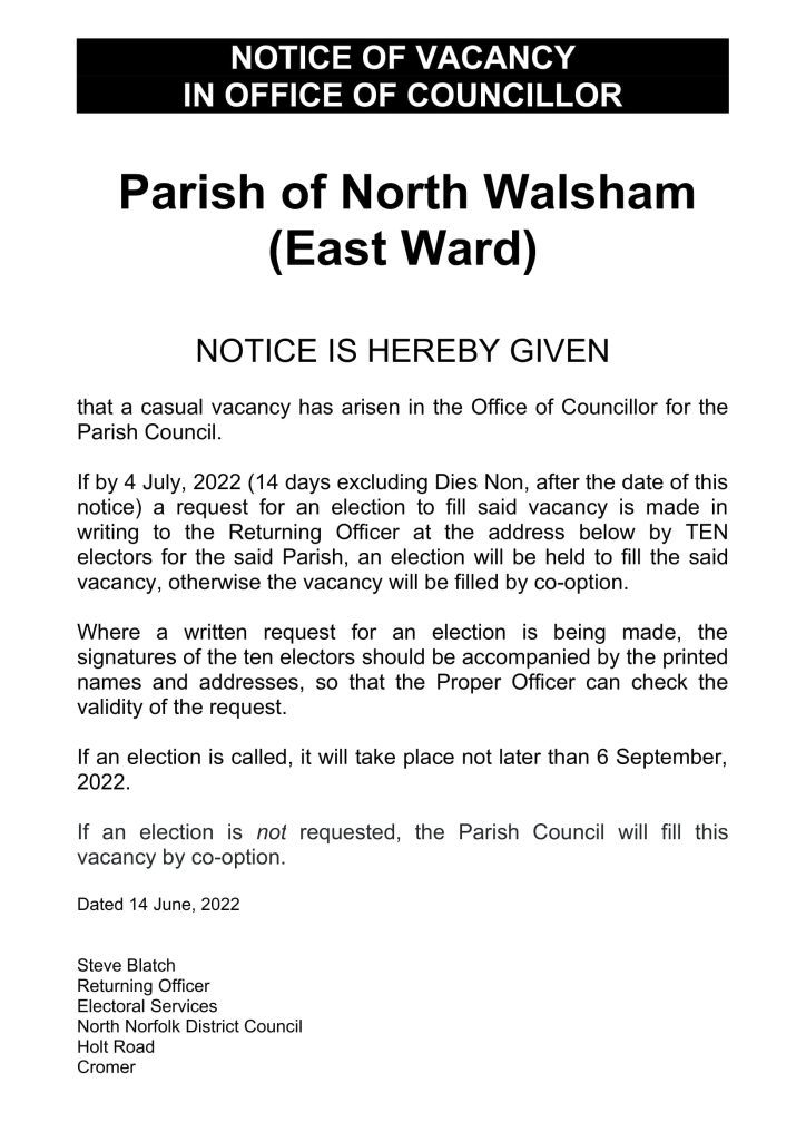 Councillor Vacancy (North Walsham East Ward)