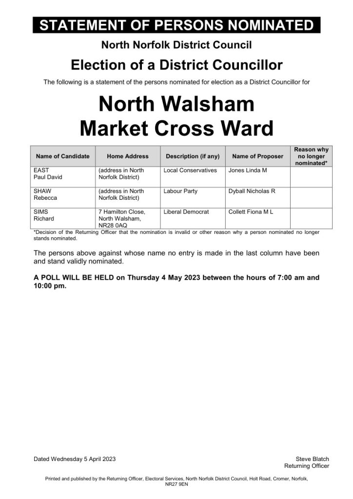 North Walsham District Council Applications 1