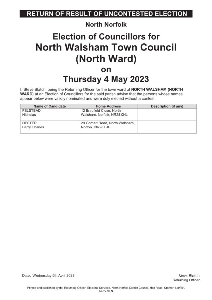 North Walsham Town Council Applications 2